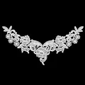 Intricate white milk silk embroidered floral lace faux collar for children's apparel - 3D Floral Symmetrical Long Style (LG615) / 32x17cm