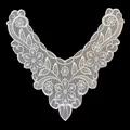 Elegant white floral embroidery lace fake collar for DIY garment and dress decoration - White