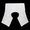Close-up of white embroidered lace Peter Pan collar with floral hollow-out pattern - White