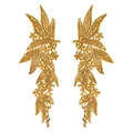 Pair of golden polyester lace embroidery floral appliques for DIY clothing accessory decoration - Gold Coffee