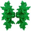 Leuchtend grüne 3D-Blumenstickerei-Spitzenpatches im Set mit symmetrischem Design - 1 Paar Packung / Grün