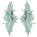 Detailed mint green symmetrical lace patches featuring heavy 3D floral embroidery. - 1 Pair Pack / Lake Green