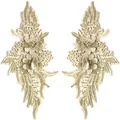 Elegant pair of gold 3D lace embroidery floral patches for DIY wedding dress appliques. - 1 Pair Pack / Coffee