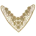 Detail view of golden V-shaped lace embroidery for shoe and garment accessories - Style 1 Dark Gold