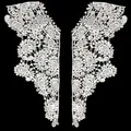 Detailed view of intricate white milk silk embroidered lace collar with hollow patterns - Symmetric Pair (One Pair) / White