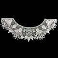Close-up of white polyester lace collar featuring intricate floral embroidery - Symmetric Grid Floral Style (LG736)
