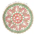 Detailed view of circular embroidered table mat with pink butterfly and floral patterns. - Style 2 Butterfly (ZB119120) / 28cm