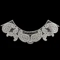 White embroidered polyester lace collar with intricate hollow floral paisley pattern - Paisley Floral Style (LG734)