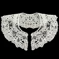 Macro view showing the intricate floral embroidery and pearl buttons on a white lace collar. - With Pearl Decoration (LG715)