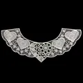 Detailed view of white polyester embroidered lace collar with heart patterns on black background - Heart Floral Style (LG735)