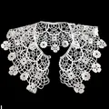 Intricate white milk silk embroidered lace collar with floral pattern and pearl button - Style With Pearl