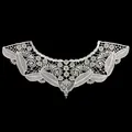 Macro view of white embroidery lace fake collar with intricate hollow floral design - Floral Leaf Style (LG732)