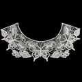 Detailed view of white embroidered butterfly lace collar with hollow out floral patterns - Butterfly Floral Style (LG733)