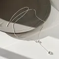Minimalist s925 silver necklace featuring a dainty heart pendant and slider bead - Adjustable Chain Only (Without Pendant) (N1169) / Silver