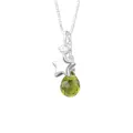 S925 silver star necklace featuring a vibrant green faceted teardrop glass pendant - 925 Silver / Silver Olive Green