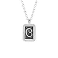 Elegant s925 silver necklace with square letter C pendant and pavé stones. - Letter C Style (N1444A) / Silver