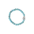 Handmade turquoise bead elastic ring with S925 silver gourd charm for women - Faux Turquoise Gourd Elastic Style / Inner Diameter approx. 18mm / Silver