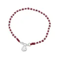 Minimalist S925 sterling silver beads and handmade red woven cord bracelet for women style - Round Bead Charm / 925 Silver / Red