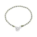Minimalist S925 silver beaded bracelet with olive green cord and bow charm detail - Bowknot Pendant / 925 Silver / Green