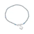 S925 silver four-leaf clover charm bracelet with blue braided cord and silver beads - Four-leaf Clover Pendant / 925 Silver / Blue
