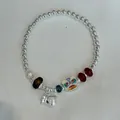 S925 silver beaded bracelet featuring colorful lion dance charm and blessing bag pendant - Fortune Bag Lion Dance Design (B6040)