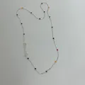 Delicate S925 silver chain necklace featuring colorful beads and a small heart tag. - Colorful Bead Chain (N1270) / Colorful