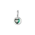 S925 sterling silver heart pendant featuring a vibrant emerald green faceted gemstone - Pendant Only (Without Chain) / Dark Green