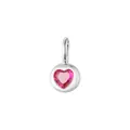 Exquisite S925 sterling silver heart pendant featuring a vibrant pink gemstone matte finish - Pendant Only (Without Chain) / Dragon Fruit