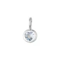 Elegant S925 silver heart pendant with a light blue gemstone and a matte textured finish. - Pendant Only (Without Chain) / Light Blue