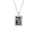 S925 sterling silver square pendant necklace with letter Y and CZ on black enamel - Letter Y Style (N1444A) / Silver