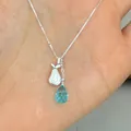 S925 silver necklace with pear pendant and faceted blue crystal teardrop - Pear Style-Sky Blue (N1429) / 925 Silver