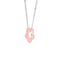 Elegant 925 sterling silver necklace featuring a sweet pink enamel flower pendant - 925 Silver / Pink