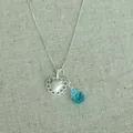 Elegant S925 silver necklace featuring a scalloped heart and blue teardrop crystal - Heart Style-Sky Blue (N1433) / 925 Silver