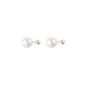 Elegant S925 sterling silver stud earrings with white faux pearl and screw back - 4mm / Silver