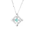 Collar con colgante de flor de lis en plata S925 con circón cian para mujer, minimalista - Plata 925 / Plata