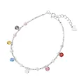Elegant 925 sterling silver necklace featuring colorful round zircon charms and delicate pearls - Colorful Bracelet (B6460) / 925 Silver