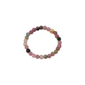 Handmade multicolored tourmaline beaded ring with a gold sterling silver accent bead - Gold
