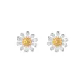 Elegant 925 sterling silver daisy stud earrings featuring a delicate gold-toned center - Daisy Stud Style (E8791) / 925 Silver