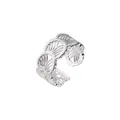 Elegant 925 sterling silver lace hollow open ring with a minimalist shell pattern - Semicircular Hollow Lace Style / Adjustable Open / Silver (J5076)