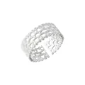 Exquisite 925 sterling silver lace hollow ring with cubic zirconia in a bright silver finish - Mesh Hollow Woven Style / Adjustable Open / Silver (J5989)