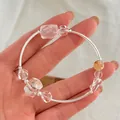 Detailed view of an elegant 925 sterling silver bracelet with colorful crystal beads - 925 Silver / Pink and Yellow Crystal Style (B6583)