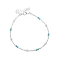 Handmade 925 sterling silver bracelet with dainty pearls and synthetic turquoise beads - Synthetic Turquoise Style (B6493)