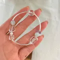 Vista detallada de una pulsera de plata de ley 925 con cristales y perlas mano - Plata 925 / Estilo Perla de Amatista Transparente (B3103)