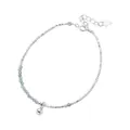 Minimalist S925 sterling silver bracelet with blue topaz beads and silver ball charm - Light Blue Topaz Style (B6770)