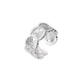 Eleganter offener Ring aus 925er Sterlingsilber mit feinem Spitzenmuster-Design - Halbkreisförmiger Hohlspitzen-Stil / Einstellbar Offen / Silber (J5076)