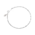 Elegant 925 sterling silver twisted chain bracelet with a dainty white pearl charm. - 925 Silver Artificial Pearl Chain Style (B3333-18) / 925 Silver