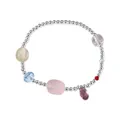 Handmade 925 sterling silver bead bracelet with irregular multi-color crystal stones. - 925 Silver / Style B3154 (Warm Toned Faceted Crystal)