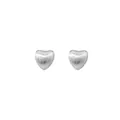 Elegant 990 sterling silver matte heart stud earrings with minimalist brushed finish - Heart Style / 990 Silver