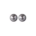 Elegant round grey pearl stud earrings with sterling silver pins for women fashion - 925 Silver / 6mm