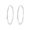 Exquisite 925 sterling silver diamond-cut hoop earrings featuring a sparkling finish texture - 925 Silver / Silver (50mm)